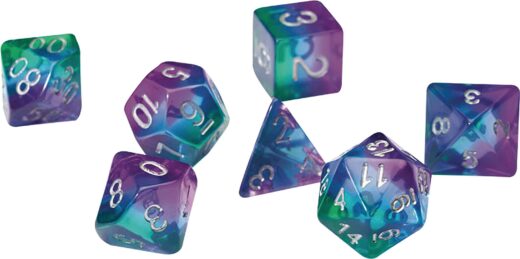 BLUE AURORA SEMI TRANSPARENT SIRIUS DICE SET