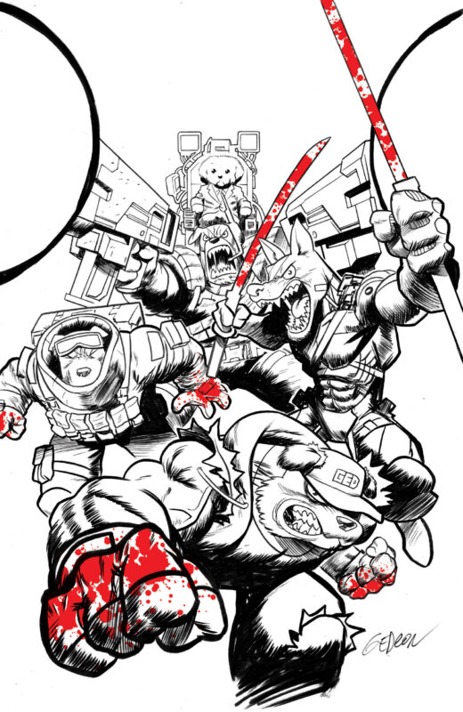 SUPER MONDO MEGA MUTTS #1 (OF 4) CVR J INC 1:100 JUAN GEDEON BLOODY B&W VAR