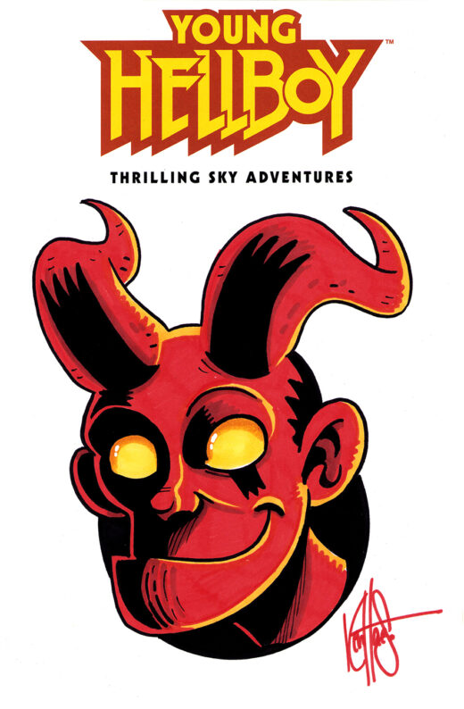DF YOUNG HELLBOY THRILLING SKY ADVENTURES #1 BLANK VARIANT SIGNED AND REMARKED BY KEN HAESER
