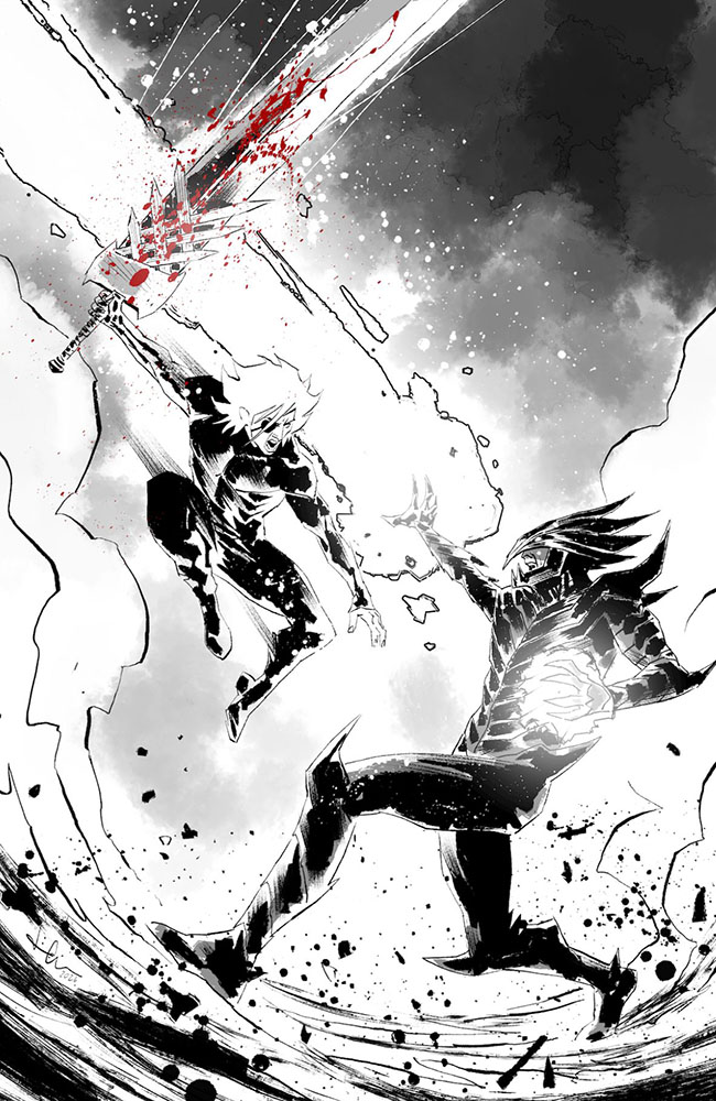 LOST FANTASY #13 CVR E LUCA CASALANGUIDA BLACK AND WHITE AND BLOOD VIRGIN CARDSTOCK VAR