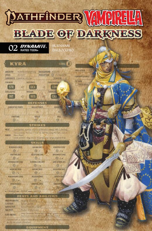 PATHFINDER VAMPIRELLA BLADE OF DARKNESS #2 CVR C WAYNE REYNOLDS CHARACTER SHEET VAR