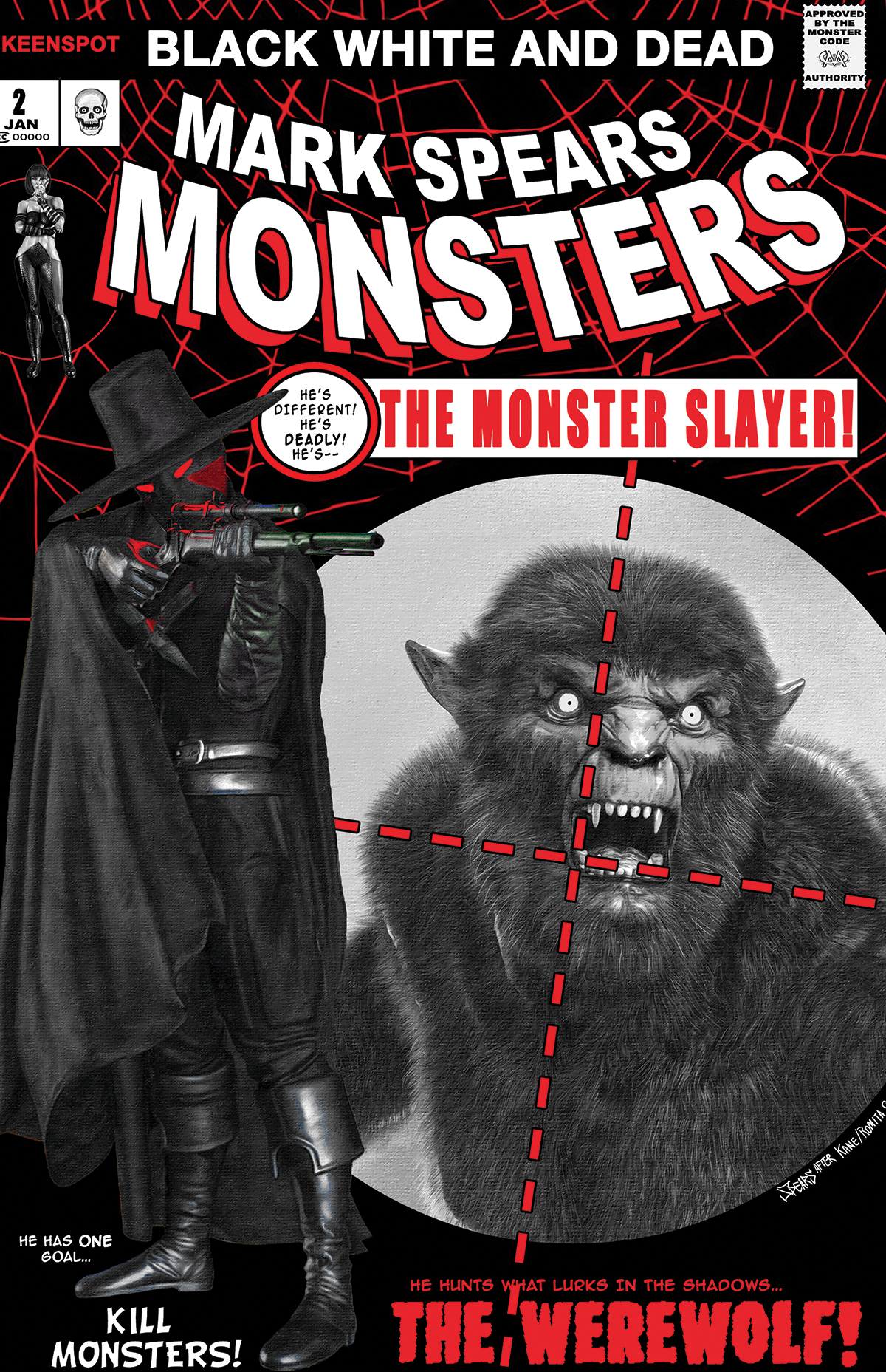 MARK SPEARS MONSTERS #2 4TH PTG BLACK WHITE & DEAD EDITION CVR D MARK SPEARS ASM #129 HOMAGE VAR